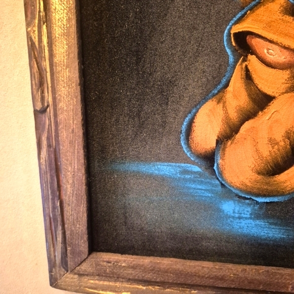 Vtg Black Velvet Boy & Girl-Childern Praying Paintings Pair Mexico Signed 24"x20 - Picture 12 of 12